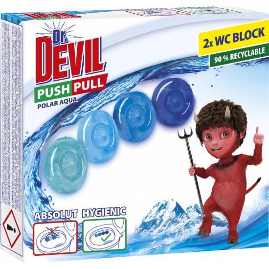 Dr.Devil WC PUSH Pull gel 4x20g aqua | Čistící, dezinf.prostř., dezodoranty - Přípravky na WC - Závěsy na WC a pissoárové kostky Dr.Devil WC PUSH Pull gel 4x20g aqua | Čistící, dezinf.prostř., dezodoranty - Přípravky na WC - Závěsy na WC a pissoárové kostky